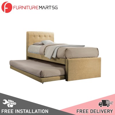 [FurnitureMartSG]Sadie单人和超单人拉出式床架面料和6色人造革